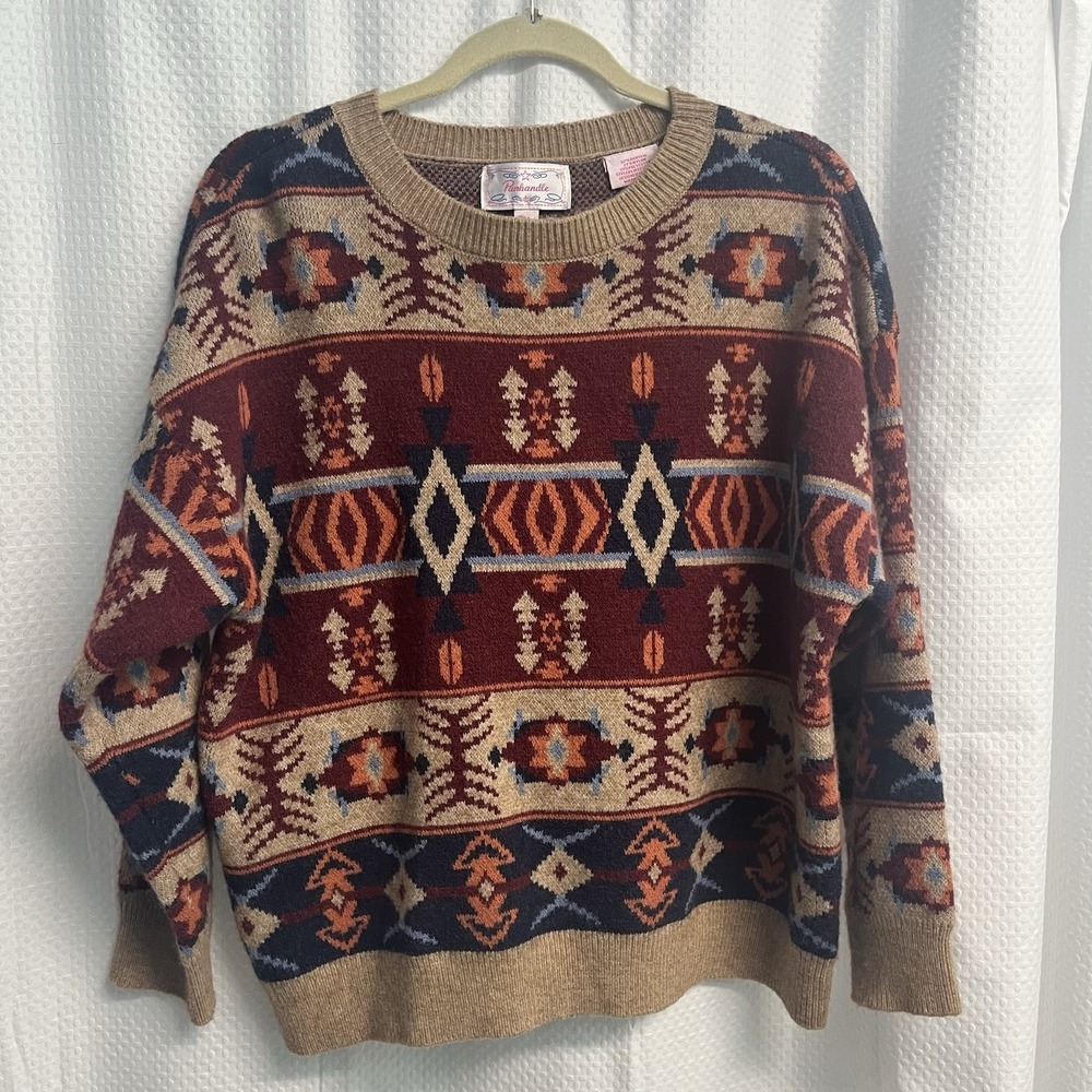 Vtg Panhandle Aztec Southwestern‎ Design 90's Men's Sweater Medium Cosby